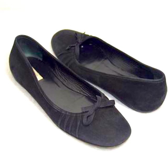 Black Ruched Suede Ribbon Bow Flats Made in Italy 🇮🇹 - Picture 1 of 8